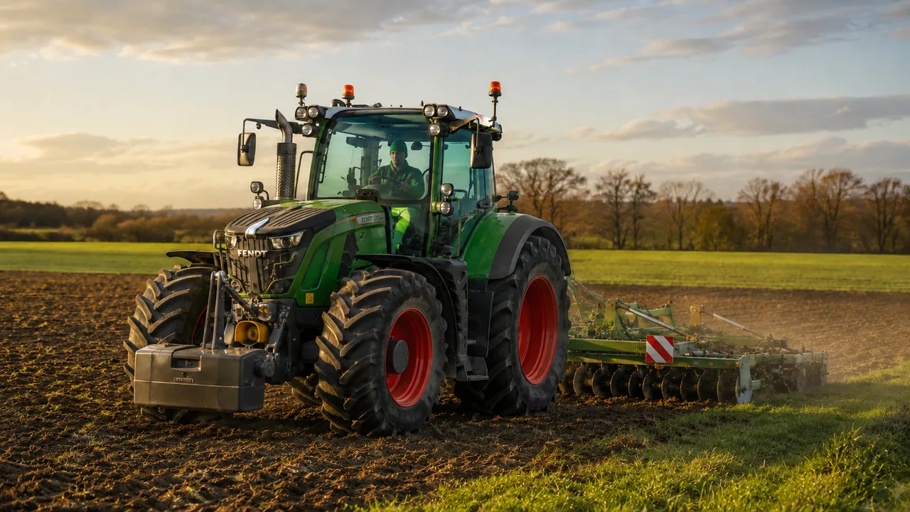 Traktor bei der Bodenbearbeitung